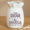 Custom Flower Vase With Ribbon - Personalized Mother's Day Birthday Gifts For Mom, Grandma - Promoted From Mom To Grandma