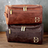 Personalized Leather Toiletry Bag – Custom Travel Wash Bag Gift for Dad, Husband, Brother or Grandpa