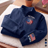 Personalized America 250th Anniversary – Unisex Quarter Zip Sweatshirt – Gifts For Grandpa, Dad – Vintage Patriot Spirit