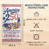 Personalized America 250th Anniversary – Beach Towel – Travel Gifts For Family Members – Born Free, Beach Bound