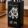 Personalized Photo Pen Holder With Clock – Gifts For Dad, Grandpa – Dad Makes Life Extraordinary