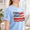 Personalized Unisex T-Shirt With Design On Sleeve – 4th Of July Gifts For Mom, Grandma – American Pride, Grandma's Heart