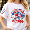 Personalized Unisex T-Shirt With Design On Sleeve – 4th Of July Gifts For Mom, Grandma – Red, White And Blooming Love