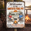 Personalized Metal Sign – Camping Gifts For Campers, Couple – Welcome To Our Fire Pit