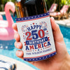 Personalized America 250th Anniversary Leather Can Cooler – Gifts For Family Members – Freedom Lives Here