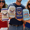 Personalized America 250th Anniversary Leather Can Cooler - Gifts For Family - Built On Liberty