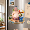 Personalized Photo Dad Bod Belly Squishy Acrylic Fridge Magnet – Funny Gifts For Dad, Grandpa – Too Hot To Mow Today