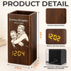 Personalized Pen Holder With Clock - Gifts For Couple - Captured Moments, Timeless Love