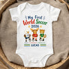 Personalized World Football Baby Onesie – Baby Shower Gifts For Football Lovers, New Parents – My First Champion Cup