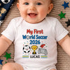 Personalized World Football Baby Onesie – Baby Shower Gifts For Football Lovers, New Parents – Gold Cup First Win