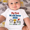 Personalized World Football Baby Onesie – Baby Shower Gifts For Football Lovers, New Parents – Gold Cup First Win