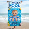 Personalized Photo Beach Towel - Summer Vacation And Travel Gifts For Family, Kids - Sun Sand And Smiles
