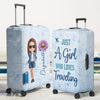 Personalized Luggage Cover - Summer Vacation And Travel Gifts For Women, Best Friends - Wander Far Live Fully