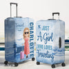 Personalized Luggage Cover - Summer Vacation And Travel Gifts For Women, Best Friends - Passport Ready Heart Open