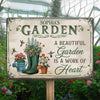 Personalized Home Decor Metal Sign - Garden Gifts For Gardeners - Beautiful Garden Is A Work Of Heart