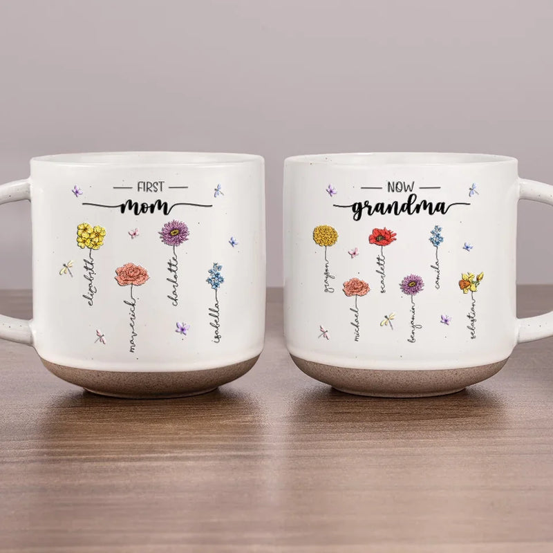First Mom, Now Grandma - Family Personalized Custom Printed Pottery Mug - Gift For Mom, Grandma