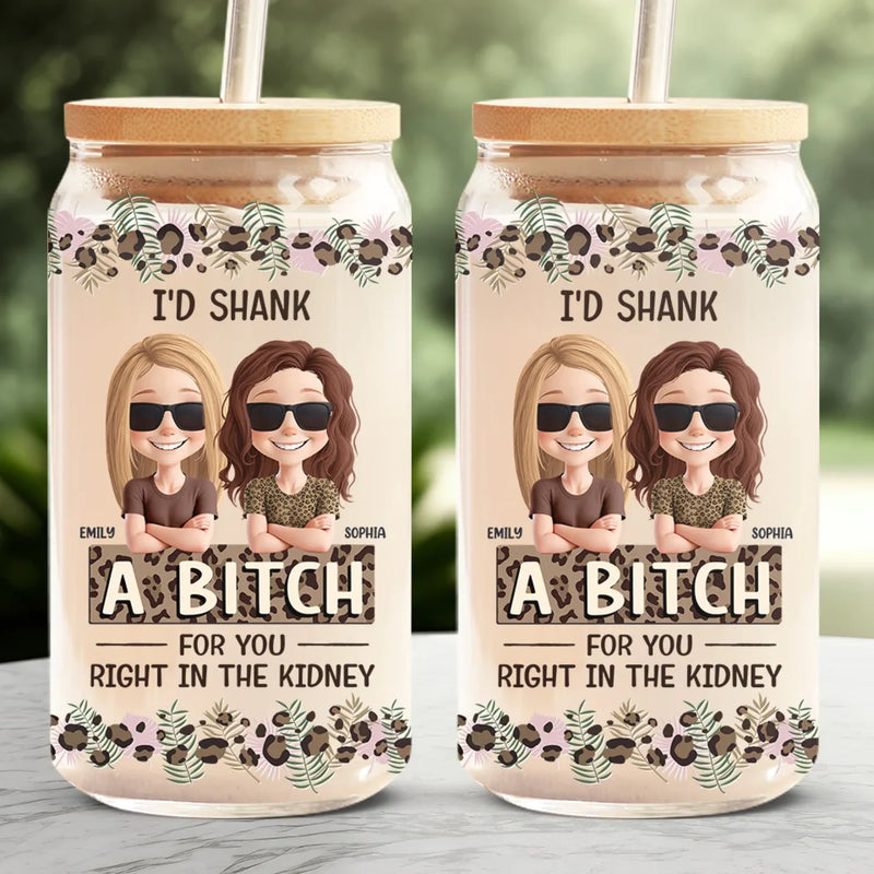 Side By Side Or Miles Apart, Besties Stay In The Heart - Bestie Personalized Custom Glass Cup, Iced Coffee Cup - Gift For Best Friends, BFF, Sisters