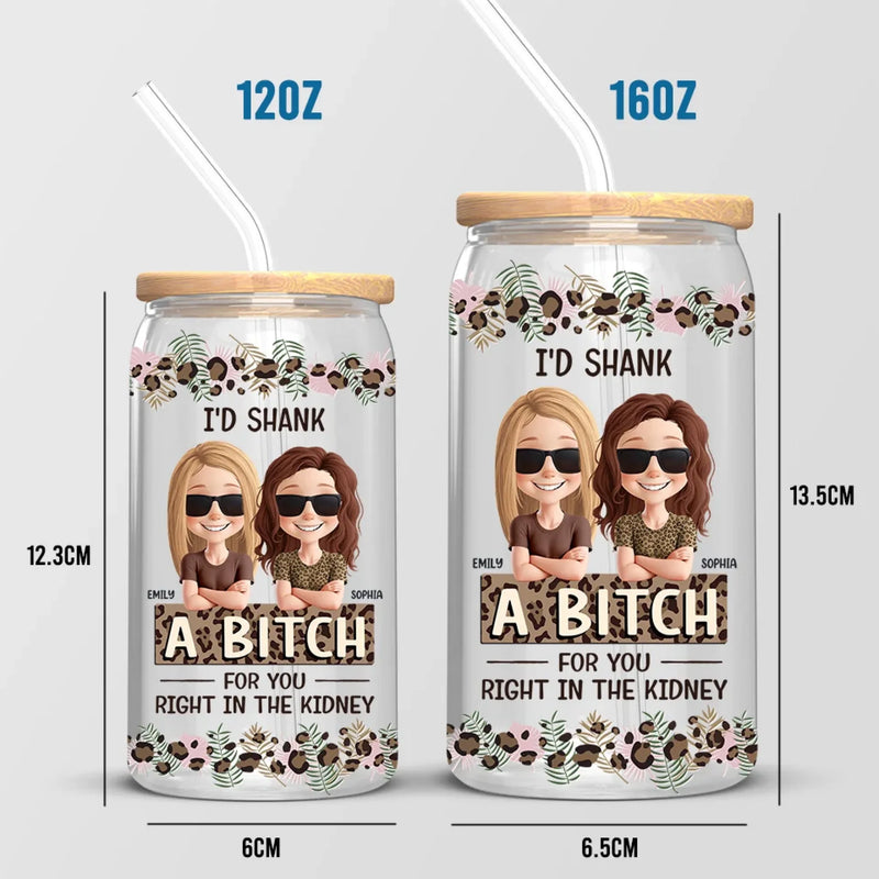 Side By Side Or Miles Apart, Besties Stay In The Heart - Bestie Personalized Custom Glass Cup, Iced Coffee Cup - Gift For Best Friends, BFF, Sisters