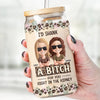 Side By Side Or Miles Apart, Besties Stay In The Heart - Bestie Personalized Custom Glass Cup, Iced Coffee Cup - Gift For Best Friends, BFF, Sisters