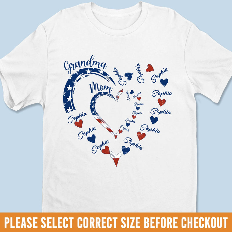 Custom American Flag Unisex T-shirt, Hoodie, Sweatshirt - Personalized 4th Of July Gifts For Mom, Grandma - Being Grandma Mom Makes My Life Complete