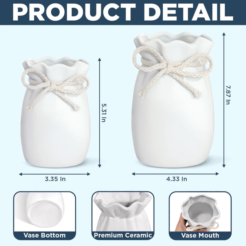 Custom Flower Vase With Ribbon - Personalized Mother's Day Birthday Gifts For Mom, Grandma - Promoted From Mom To Grandma