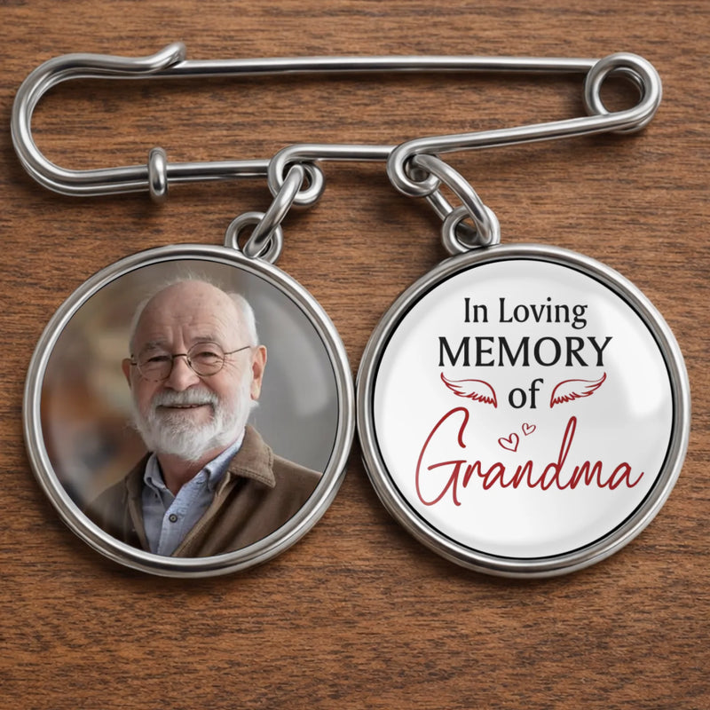 Custom Lapel Pin With Photo Charms - Personalized Memorial Sympathy Graduation Gifts For Him, Her - We're Always With You