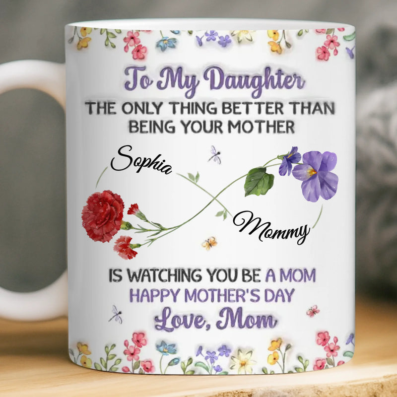 Custom 3D Inflated Effect Printed Mug - Personalized Mother's Day Birthday Gifts For Mom, Daughter - Watching You Be A Mom