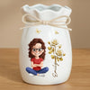 Custom Flower Vase With Ribbon - Personalized Best Friend Birthday Gifts For Women, Besties, Sisters, BFF, Daughter - Just A Girl With Golden Light
