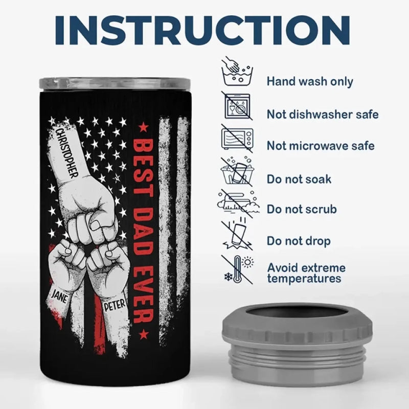 Personalized Can Cooler Tumbler – Father's Day Gift For Dad – Behind Every Great Child