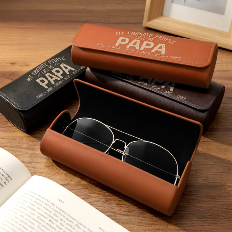 Personalized Leather Glasses Case – Father’s Day Gift For Dad – My Favorite Person Calls Me Papa
