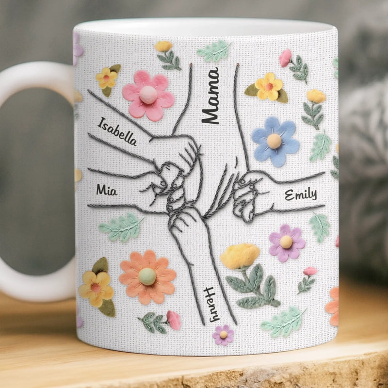Custom Faux Embroidery Mug – Personalized Mother’s Day Gift for Mom & Grandma – Our Little World
