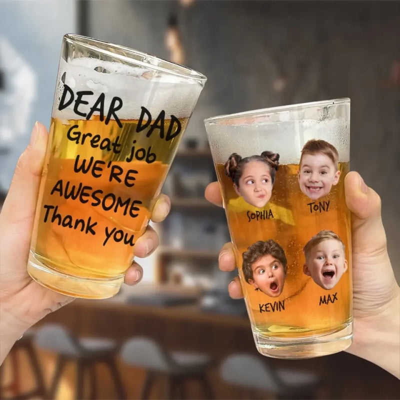 Personalized Photo Beer Glass – Father's Day Gift For Dad – I'm Awesome Thank You