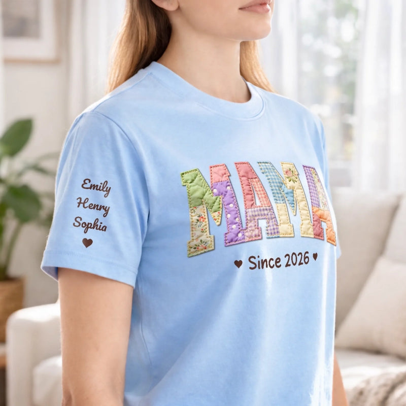 Personalized Unisex T-Shirt With Design On Sleeve  – Mother's Day Gift For Mom, Grandma – Just Became Mom
