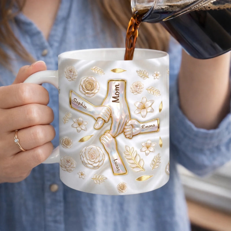 Personalized Mug – Mother's Day Gift For Mom, Grandma – Her Hands Hold Our World