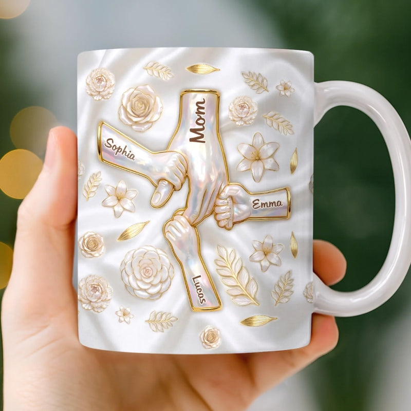 Personalized Mug – Mother's Day Gift For Mom, Grandma – Her Hands Hold Our World