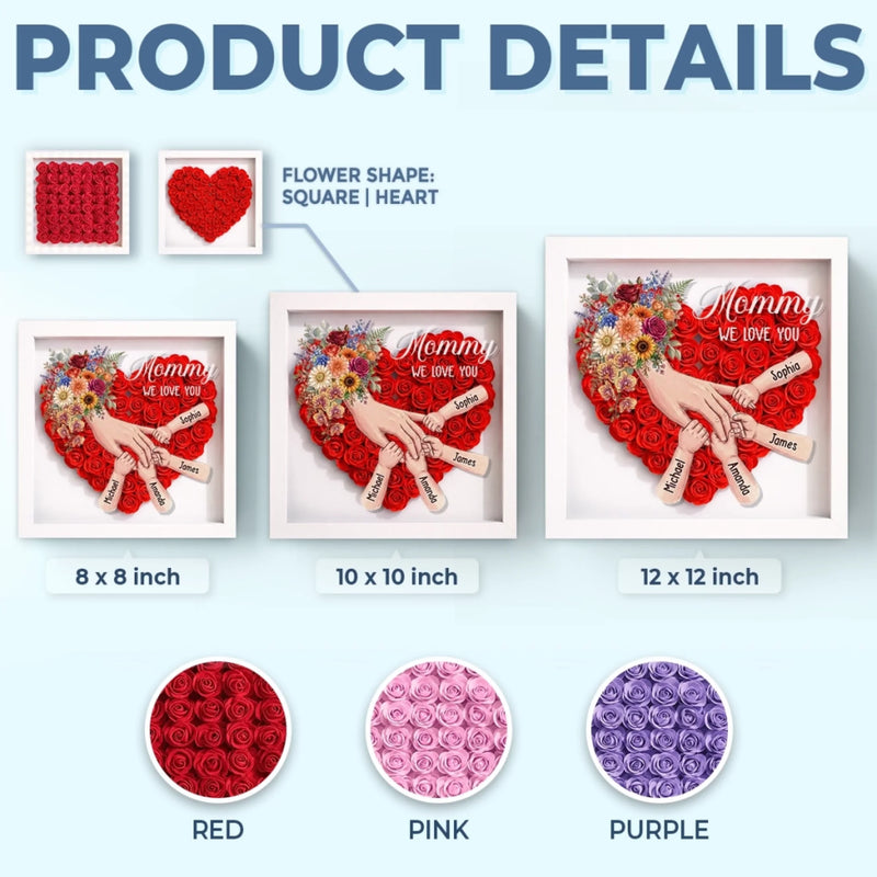 Personalized Flower Shadow Box With LED Light – Mother's Day Gifts For Grandma, Mom – Planted In Love Growing Forever