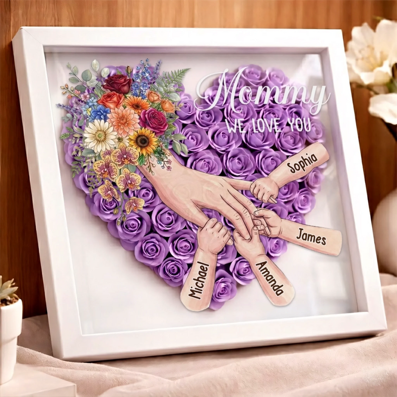 Personalized Flower Shadow Box With LED Light – Mother's Day Gifts For Grandma, Mom – Planted In Love Growing Forever