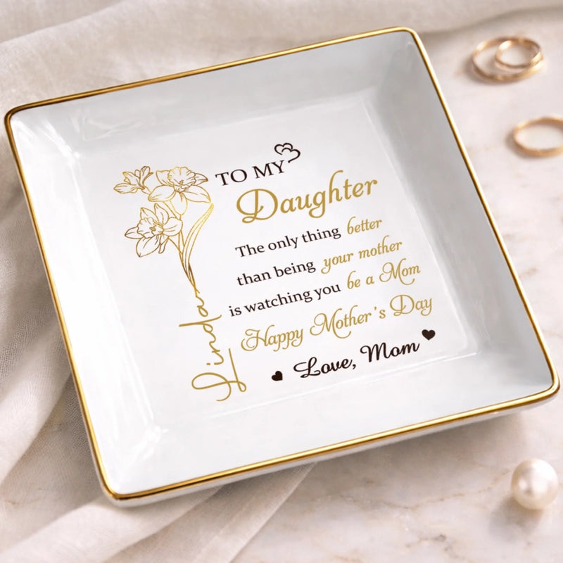 Personalized Jewelry Dish – Mother's Day Gifts For Daughter – A Graceful Keepsake For Her Story