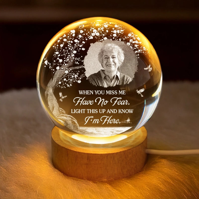 Personalized Photo Crystal Globe Lamp – Meaningful Memorial Gift – Loved Beyond This Life