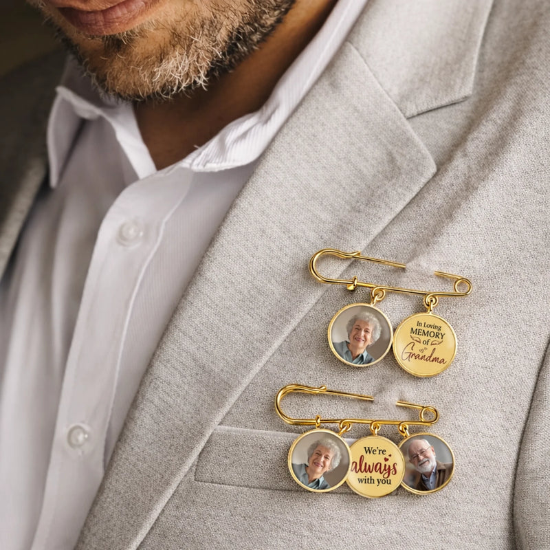 Personalized Photo Charm Lapel Pin – Meaningful Memorial Gift or Graduation Gift – We're Always With You