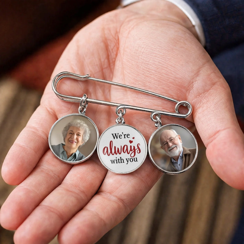 Personalized Photo Charm Lapel Pin – Meaningful Memorial Gift or Graduation Gift – We're Always With You