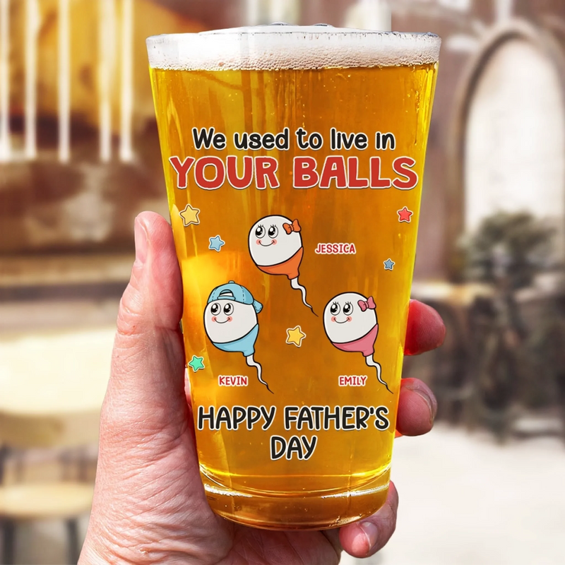 Personalized Beer Glass – Father's Day Gifts, Funny Gifts For Dad – From Your Balls To Your Heart
