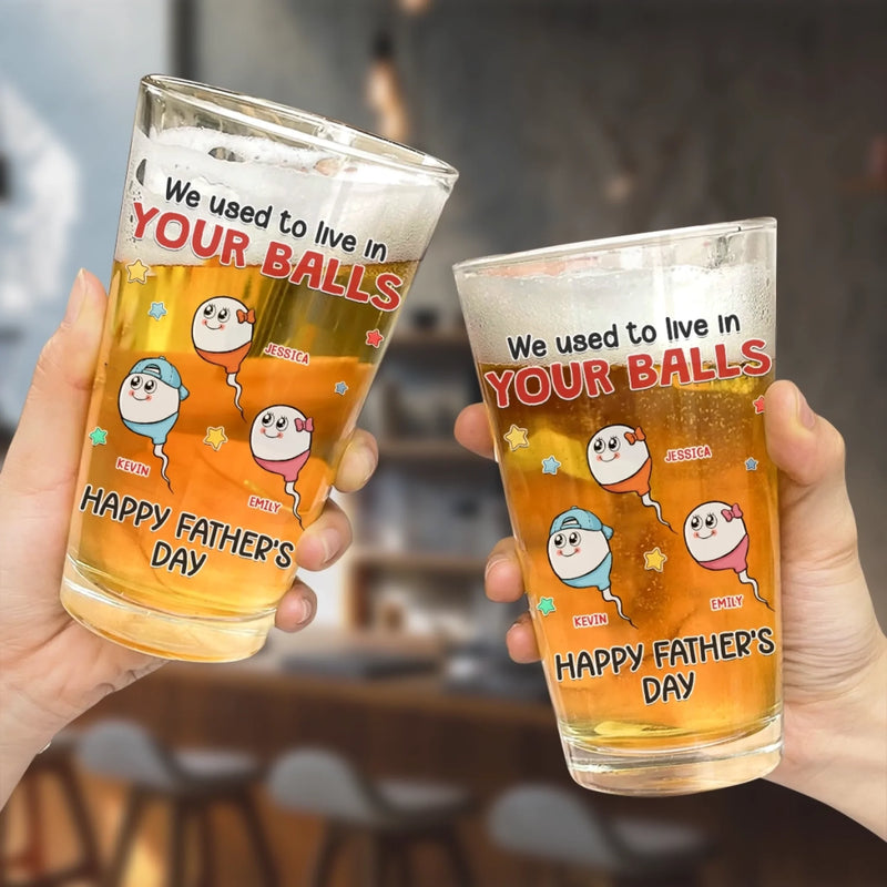 Personalized Beer Glass – Father's Day Gifts, Funny Gifts For Dad – From Your Balls To Your Heart