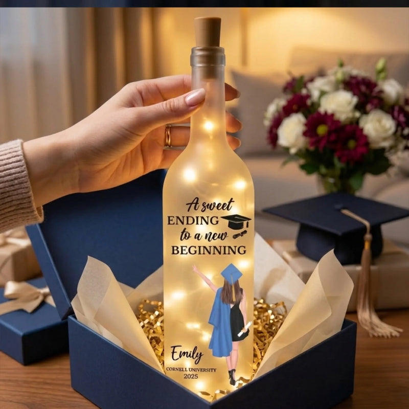 Personalized Bottle Lamp – Graduation Gifts for Her, Him – A Sweet Ending To A New Beginning