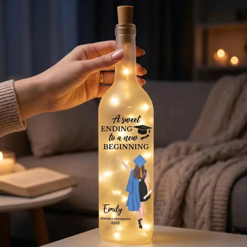 Personalized Bottle Lamp – Graduation Gifts for Her, Him – A Sweet Ending To A New Beginning