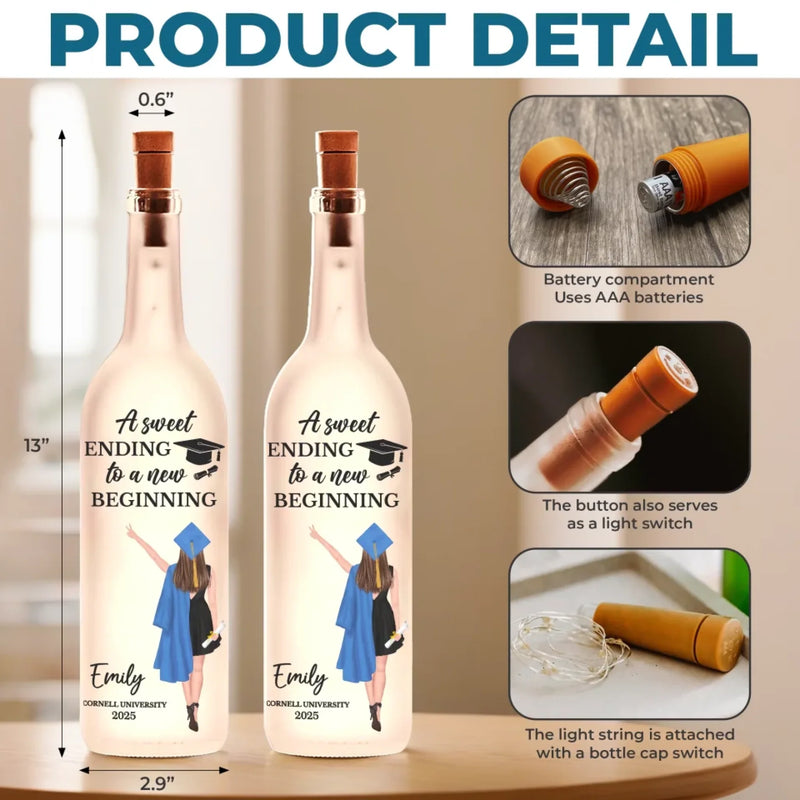 Personalized Bottle Lamp – Graduation Gifts for Her, Him – A Sweet Ending To A New Beginning