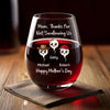 Personalized Wine Glass – Mother's Day Gifts, Funny Gifts For Mom – Mom Knows My Heartbeat