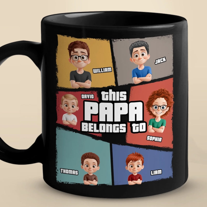 Personalized Black Mug – Gifts For Dad – This Papa Belongs To