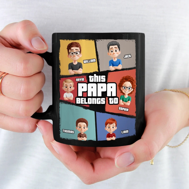 Personalized Black Mug – Gifts For Dad – This Papa Belongs To
