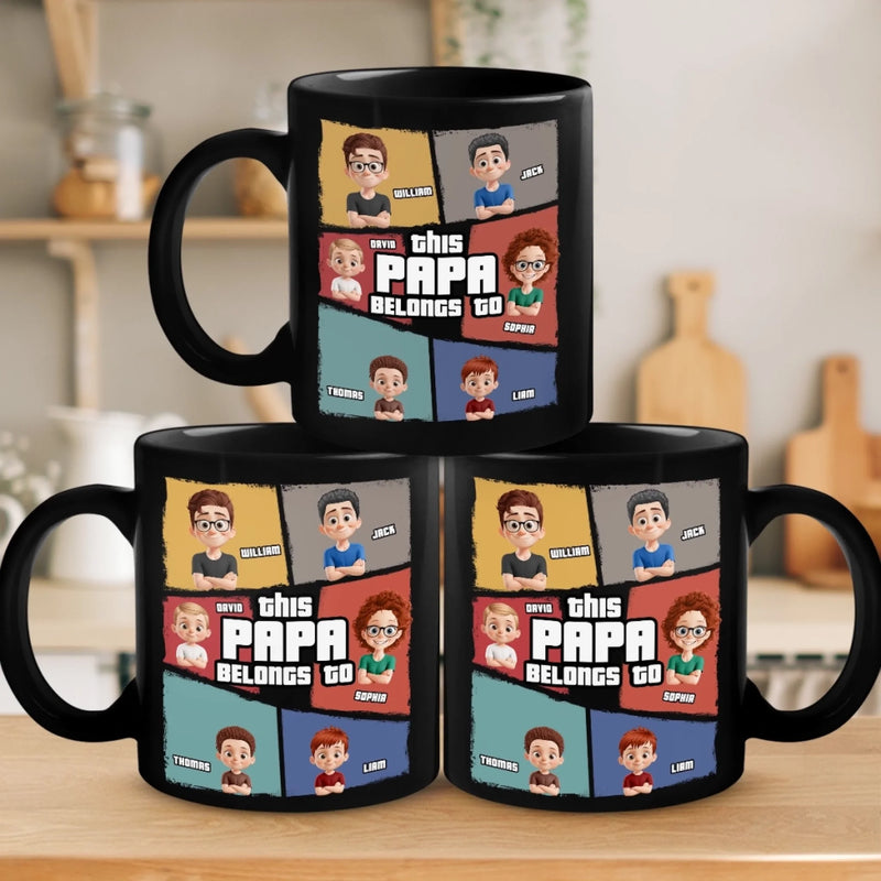 Personalized Black Mug – Gifts For Dad – This Papa Belongs To